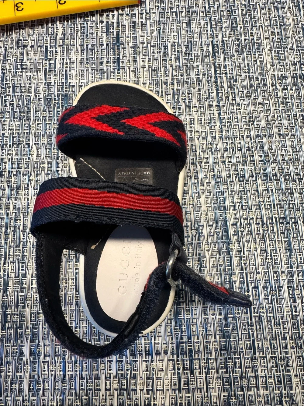 Gucci Navy and Red Webbing Kids Sandal